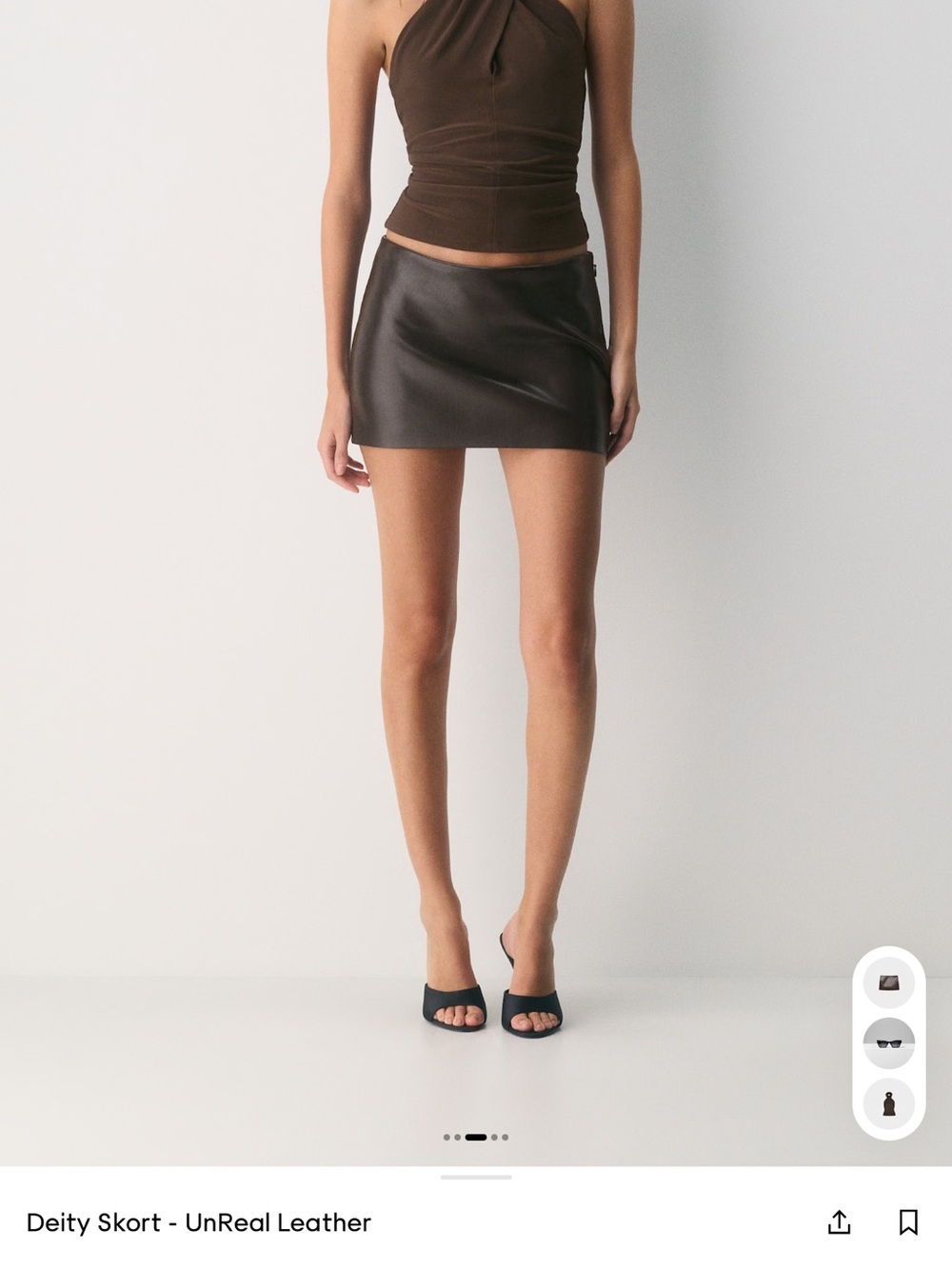 Aritzia Diety skort rich mocha brown unreal leather in size 4🧸 NWT
